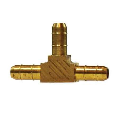 Midland Industries Union Tee, Tee, 38 Nominal, Double Hose Barb, 150 psi, 40 to 160 deg F, Brass 32160